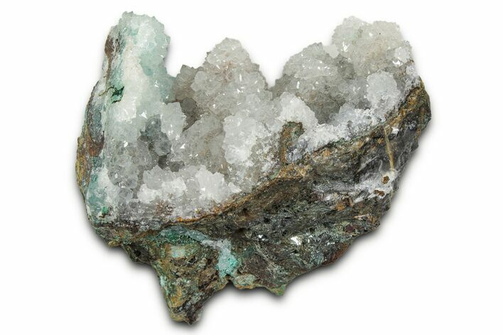 Sparkling Quartz Crystal Cluster with Chrysocolla - Peru #347572